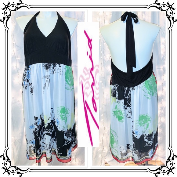 TORRID ⭐️ Sexy Backless Vintage Sheer Floral Halter Dress - Picture 1 of 8